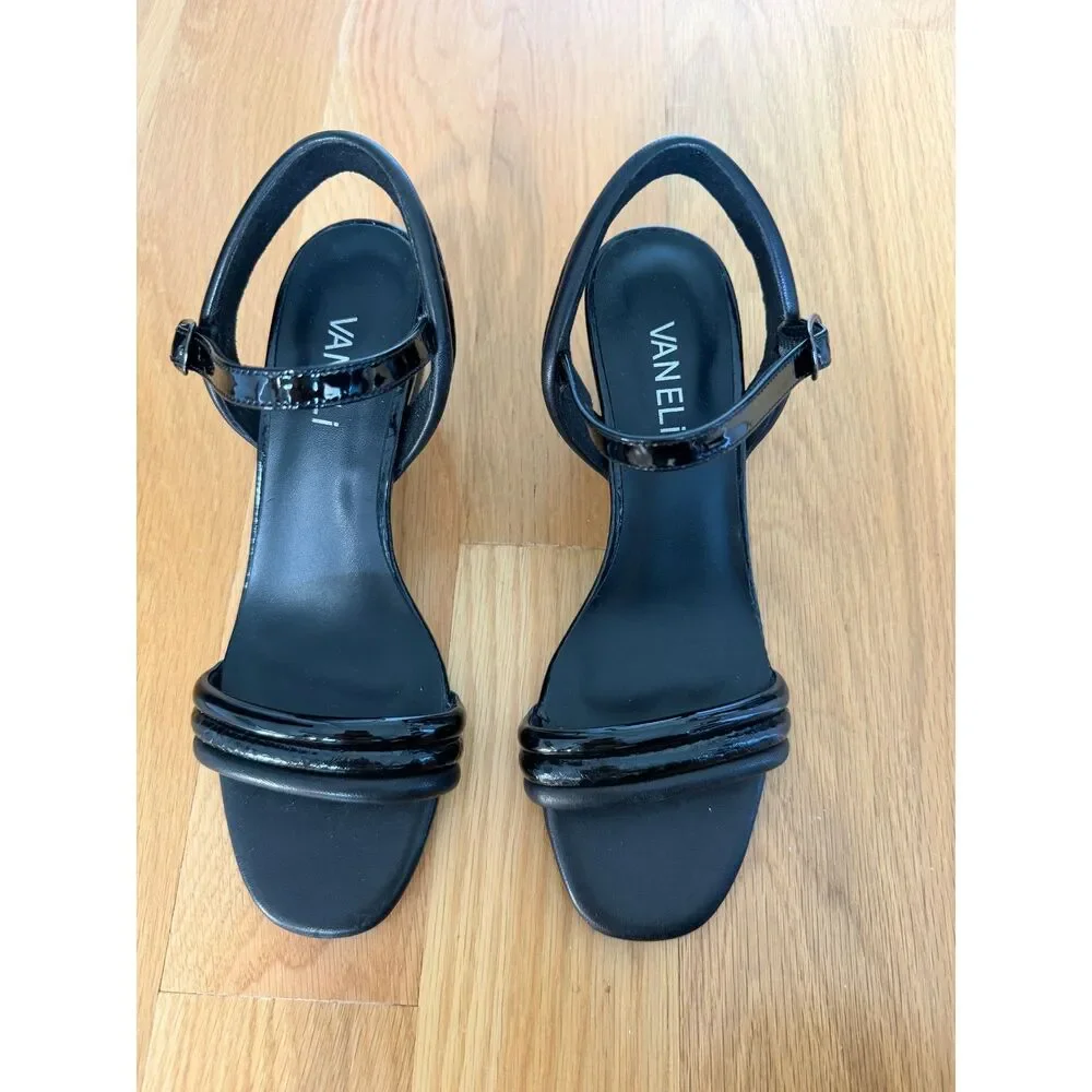 VANELi Lashi Black Kitten Heel Ankle Strap Sandals Size 7M NWOB